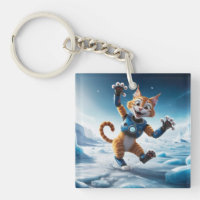 Friendly robot cat on another icy planet