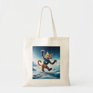 Friendly robot cat on another icy planet tote bag