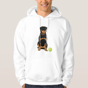 Friendly Rottweiler with Green Ball Hoodie