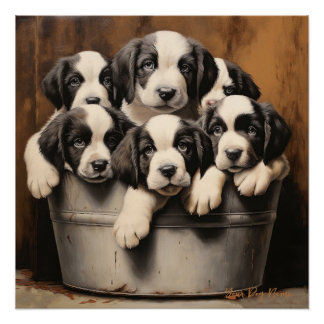 Friendly Saint Bernard Puppy Dogs  001 - Raimon Pa Poster