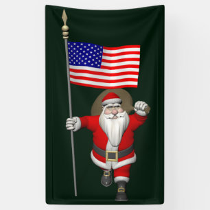 Friendly Santa Claus With Stars And Stripes Banner