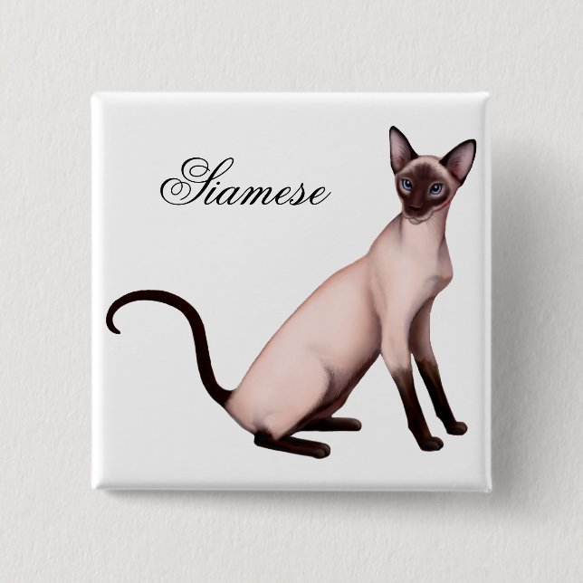 Friendly Siamese Cat Pin (Front)