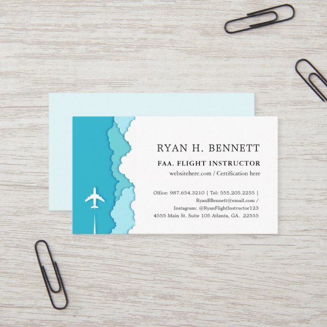 Friendly Skies | Flight Instructor Business Card (Front/Back In Situ)
