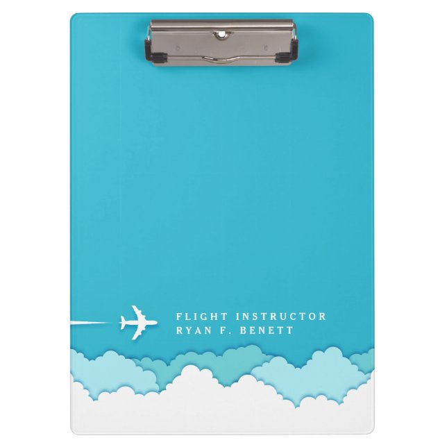 Friendly Skies | Flight Instructor | Custom Name  Clipboard (Front)
