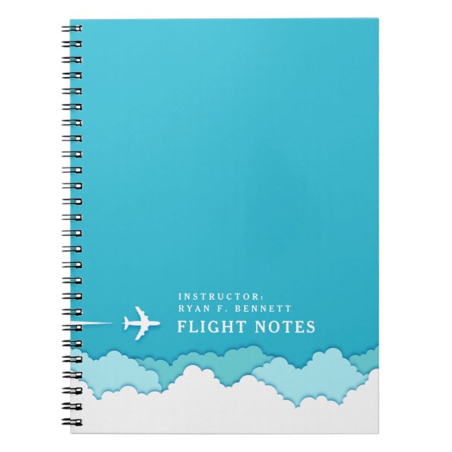 Friendly Skies | Flight Instructor | Custom Name  Notebook (Front)