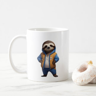 Friendly Sloth Illustration Coffee Mug