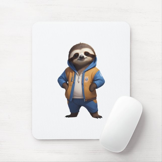 Friendly Sloth Illustration Mouse Mat (With Mouse)