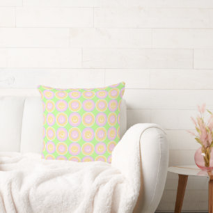 Friendly Smiles Pink Yellow Green Cushion