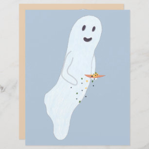 Friendly Snacking Ghost Halloween Scrapbook Paper