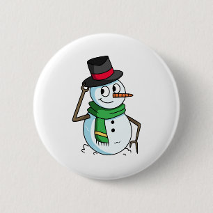 Friendly Snowman 6 Cm Round Badge