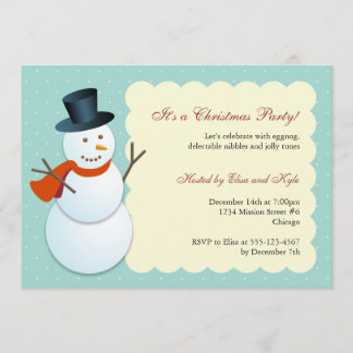 Friendly snowman north pole blue Christmas party Invitation