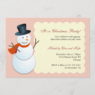 Friendly snowman north pole pink Christmas party Invitation