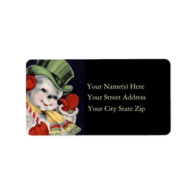 Friendly Snowman Vintage Address Label (Front)