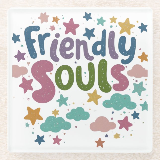 Friendly Souls Glass Coaster (Front)