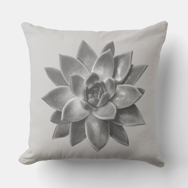 Friendly Succulent Plant on Light Silver Grey Cushion (Front)