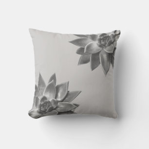 Friendly Succulent Plants on Light Silver Grey Cushion