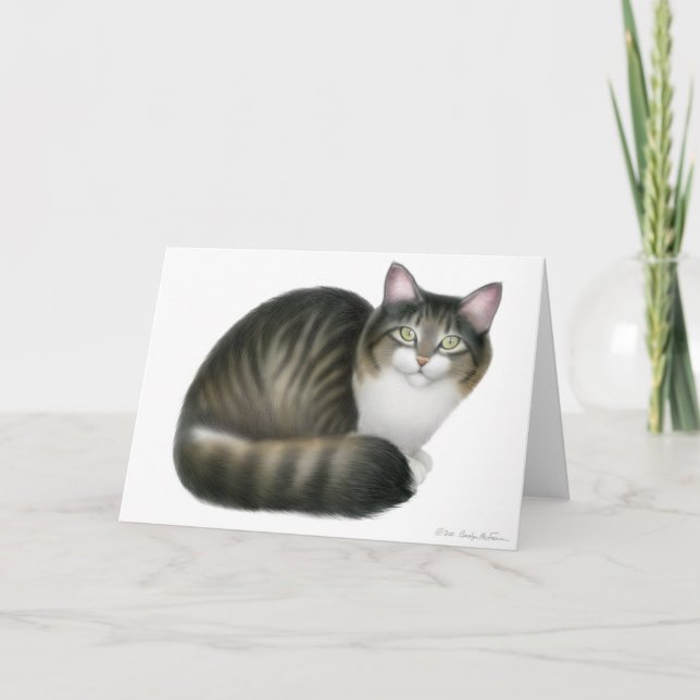 Friendly Tabby Cat Card (Front)