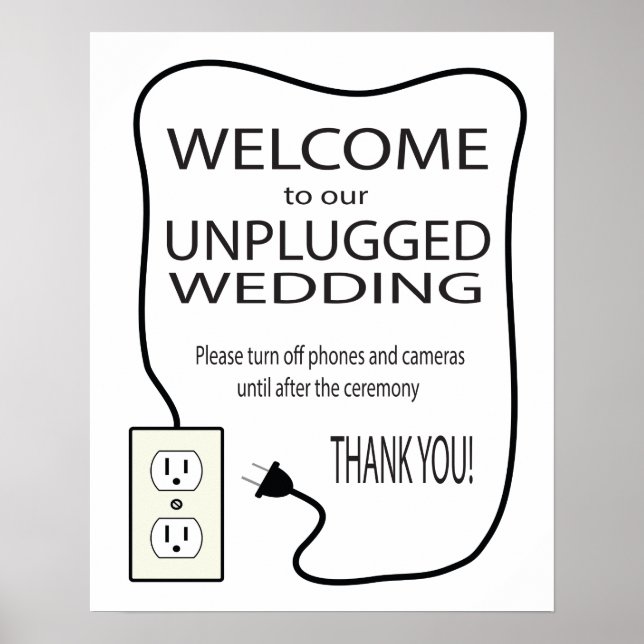 Friendly Unplugged Wedding Welcome Sign (Front)