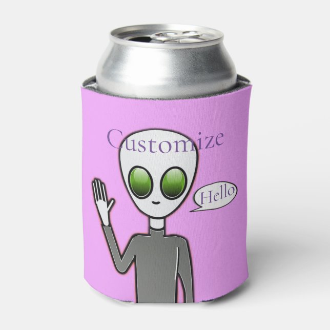 Friendly Waving Alien Thunder_Cove Can Cooler (Can Front)