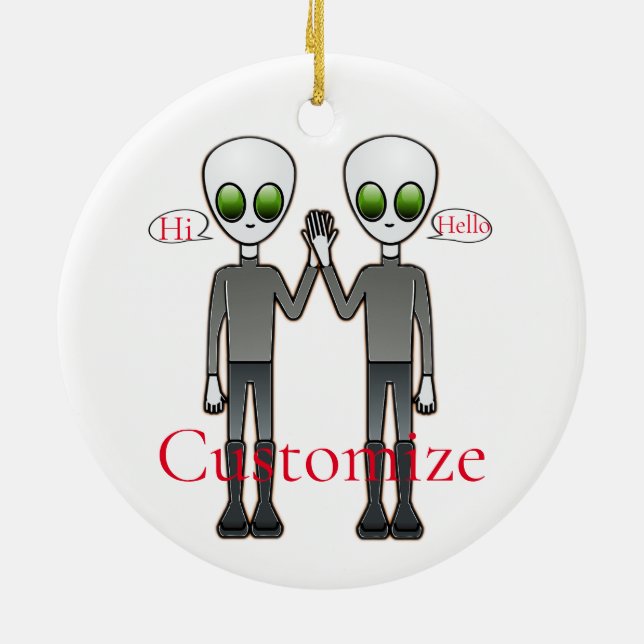 Friendly Waving Alien Thunder_Cove Ceramic Tree Decoration (Back)