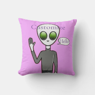 Friendly Waving Alien Thunder_Cove Cushion