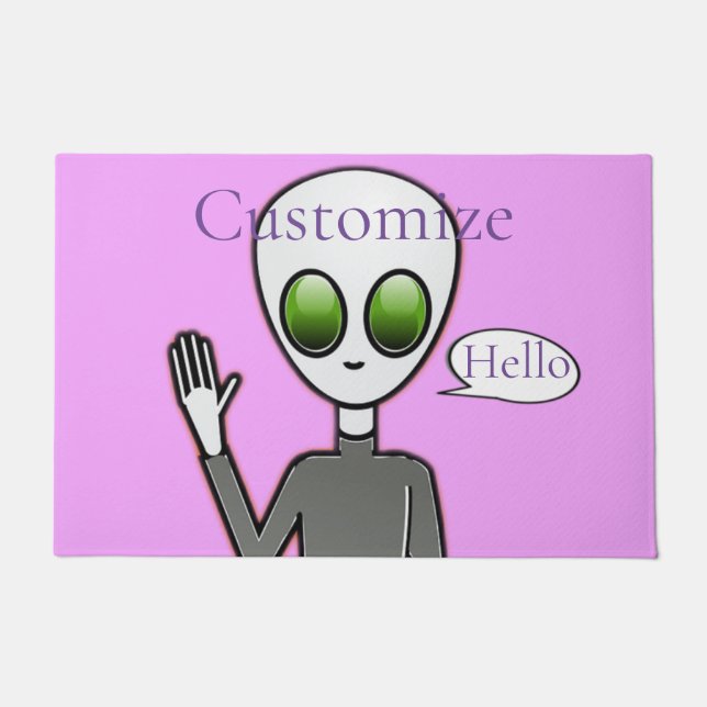 Friendly Waving Alien Thunder_Cove Doormat (Front)