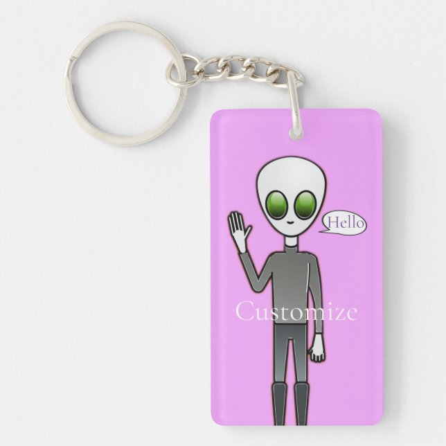 Friendly Waving Alien Thunder_Cove Key Ring (Front)