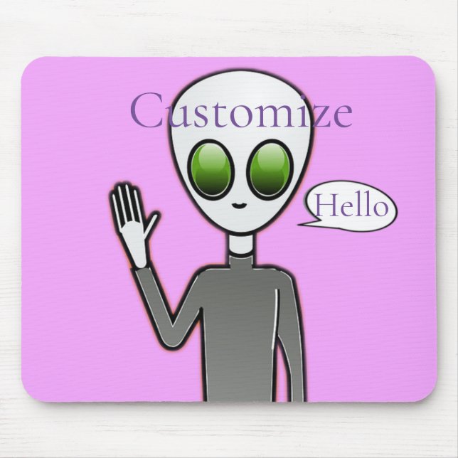Friendly Waving Alien Thunder_Cove Mouse Mat (Front)