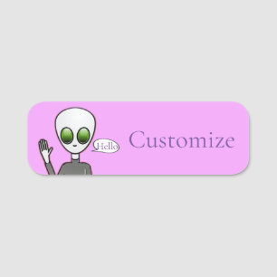 Friendly Waving Alien Thunder_Cove Name Tag