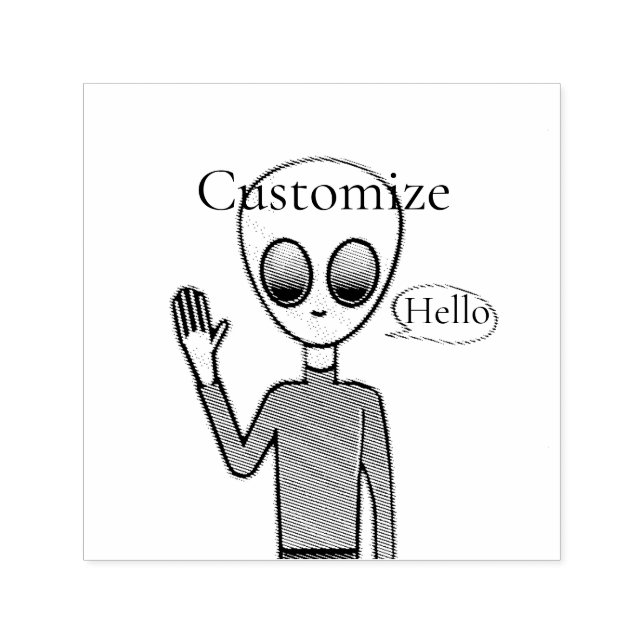Friendly Waving Alien Thunder_Cove Self-inking Stamp (Design)