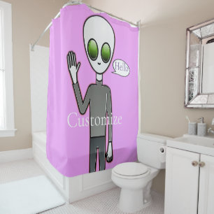 Friendly Waving Alien Thunder_Cove Shower Curtain