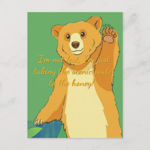 Friendly Waving Bear Cartoon – Vibrant Jungle Gree Invitation Postcard