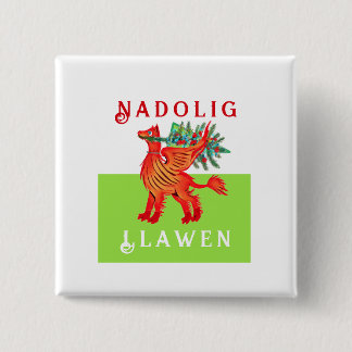 Friendly Welsh Red Dragon, add your text Christmas 15 Cm Square Badge