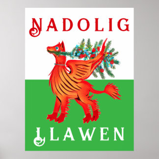 Friendly Welsh Red Dragon, add your text Poster