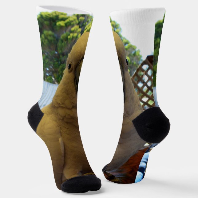 Friendly White Aussie Cockatoo, Crew Socks (Angled)