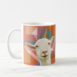 Friendly White Goat Colorful Geometric Orange Coffee Mug