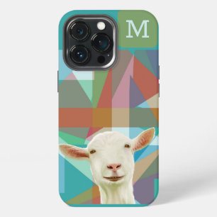 Friendly White Goat Colourful Geometric Background iPhone 13 Pro Case
