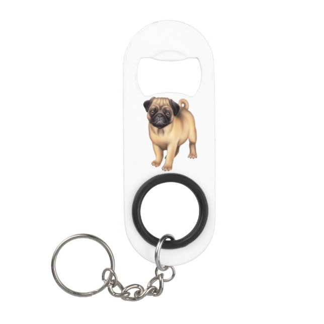 Friendly Young Pug Dog Bottle Opener (Front)