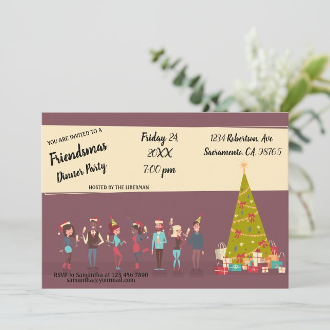 Friendmas Dinner Party Invitation (Standing Front)