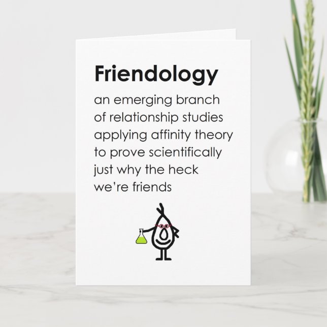 Friendology, Funny Thinking Of You Poem For Friend Card (Front)