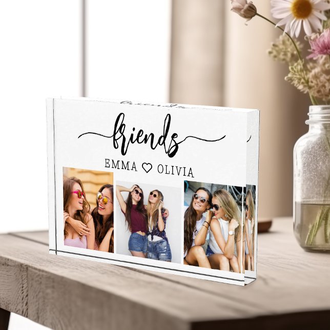 Friends 3 Photo Friendship Collage Keepsake Block (Creator Uploaded)