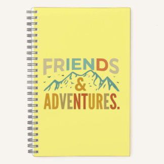 "Friends & Adventures" Multicolor Text Notebook
