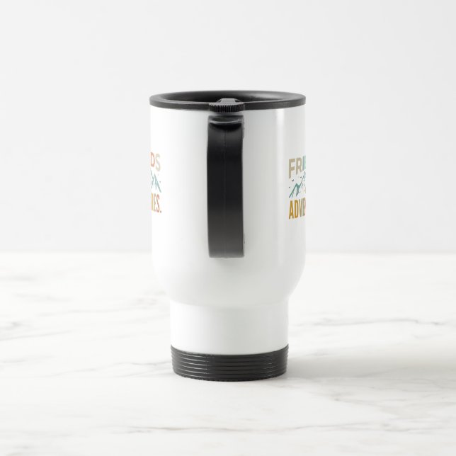 "Friends & Adventures" Multicolor  Travel Mug (Handle)