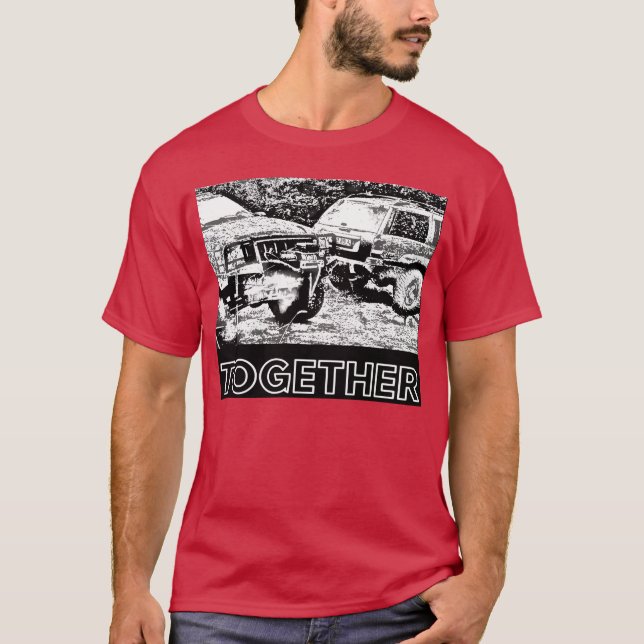 Friends after offroading adventure Off road cars g T-Shirt (Front)