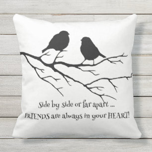 Friends Always in Your Heart Friendship Bird Quote Cushion