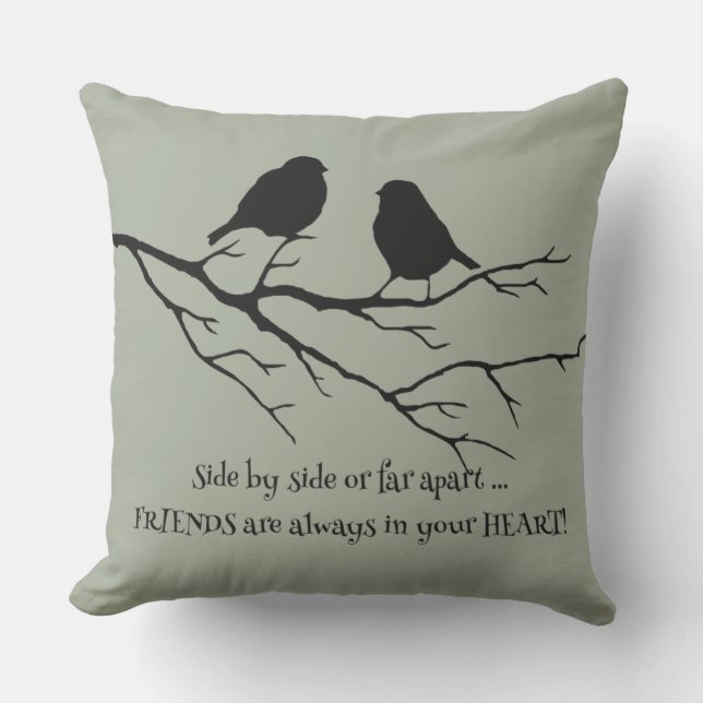 Friends Always in Your Heart Friendship Bird Quote Outdoor Cushion (Front)