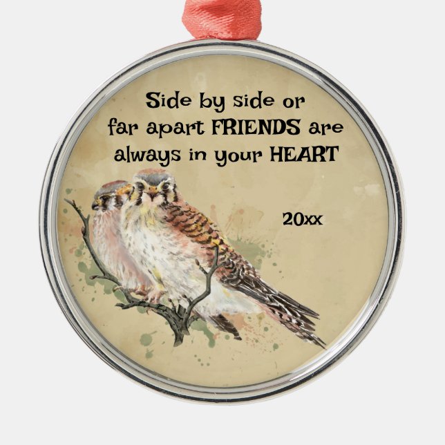 Friends Always in Your Heart Inspirational Quote Metal Tree Decoration (Front)