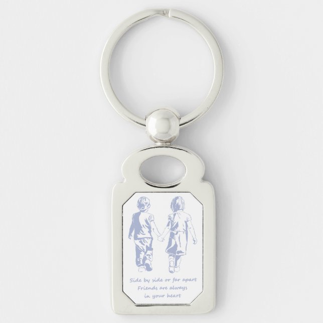 Friends always in your Heart Quote Key Ring (Front)