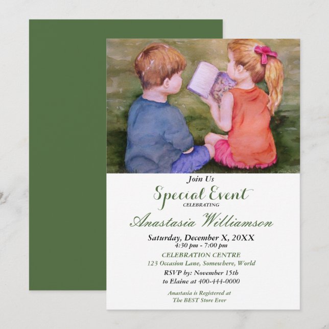 FRIENDS AND FAMILY  READING PARTY EVENT INVITE (Front/Back)