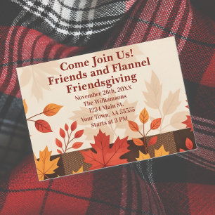 Friends and Flannel Friendsgiving Invitation Card